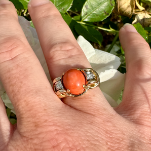 Coral gold thread ring