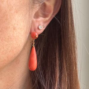 Pendants d'oreilles corail goutte