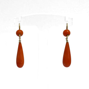 Pendants d'oreilles corail goutte