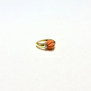 Small coral ball ring