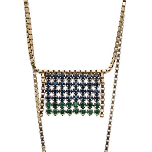 Emerald and sapphire fringed necklace