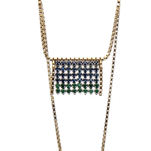 Emerald and sapphire fringed necklace