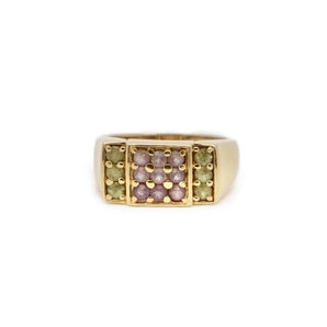 Amethyst and peridot signet ring