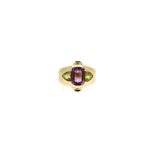 Bague « lilas » améthyste et péridots