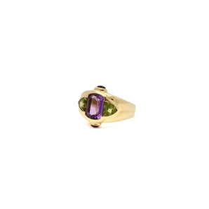 Bague « lilas » améthyste et péridots