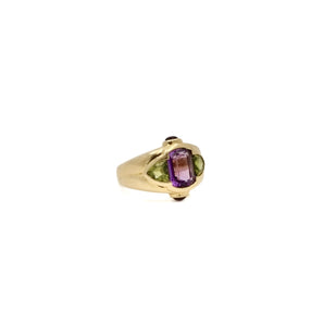 Bague « lilas » améthyste et péridots