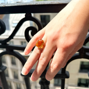 Bague citrine à pans coupés