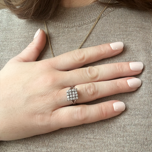 Square pavé diamond ring