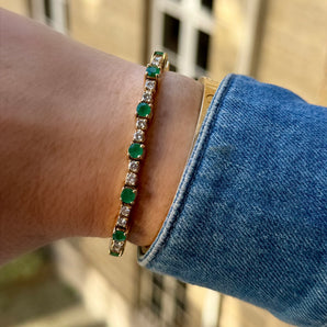 Bracelet émeraude et ligne de diamants