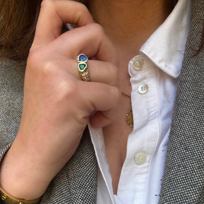Bague deux cœurs blottis