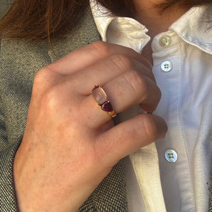 Bague quartz rose suiffé