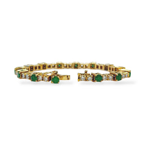 Bracelet émeraude et ligne de diamants