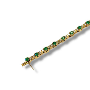 Bracelet émeraude et ligne de diamants