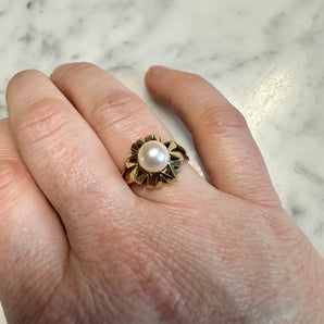 Bague perle géométrique