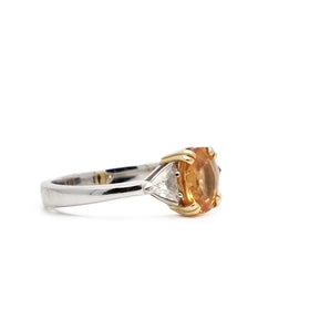 Spessartite garnet and diamond ring